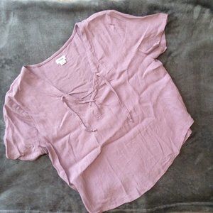 Garage Mauve Cropped Tie Shirt